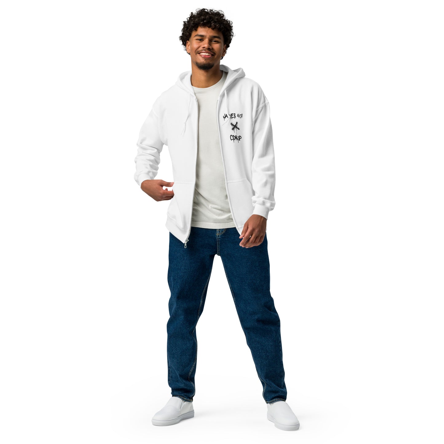 Resist the devil and he will flee Unisex heavy blend zip hoodie