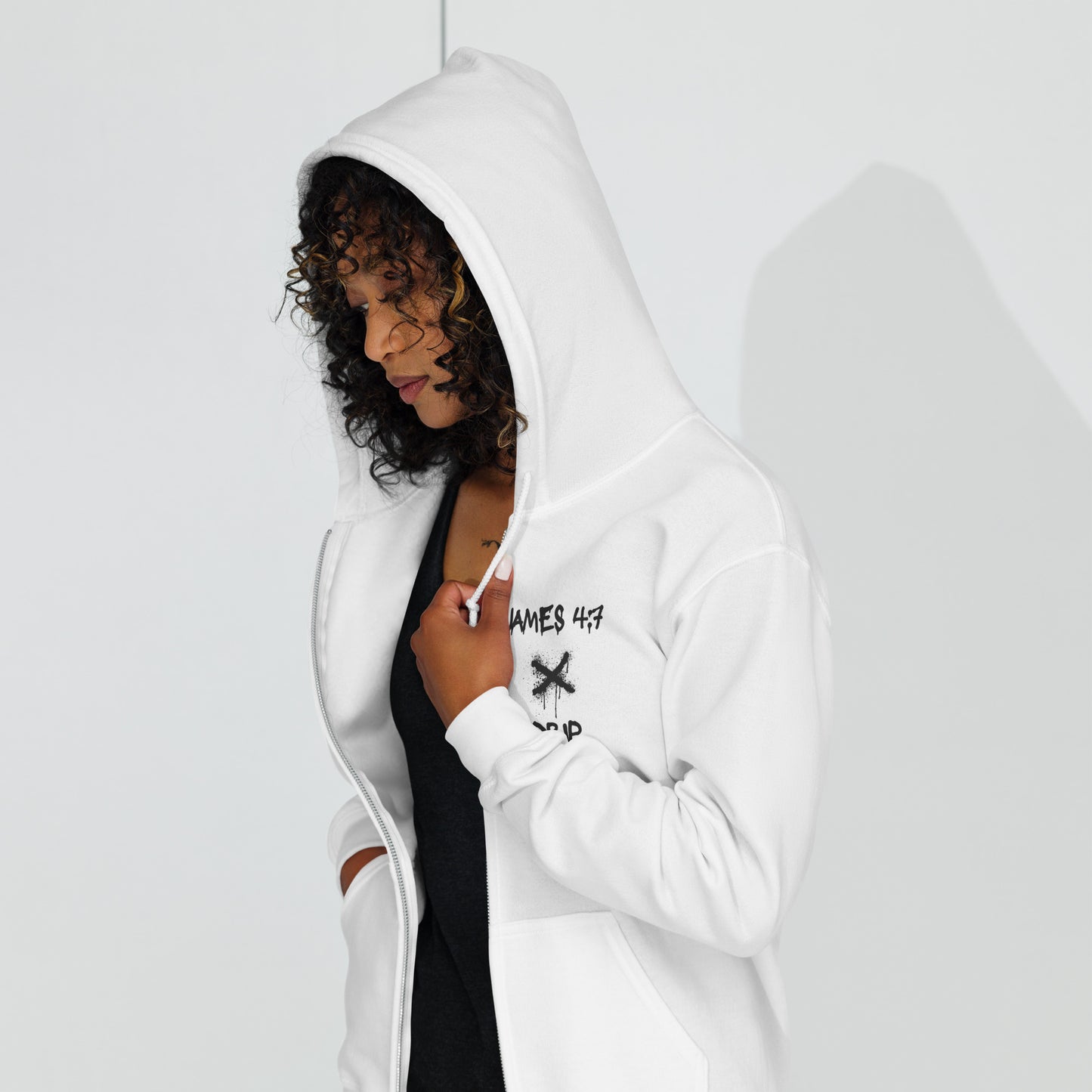 Resist the devil and he will flee Unisex heavy blend zip hoodie